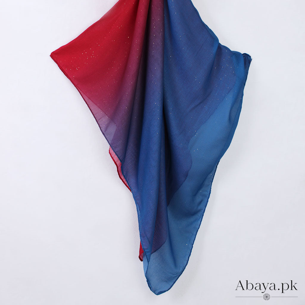 Ombre Lawn Hijab - (Red and Blue)