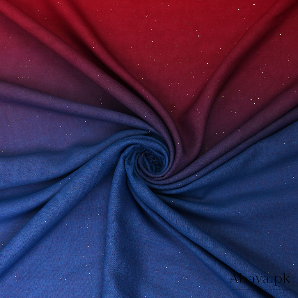 Ombre Lawn Hijab - (Red and Blue)