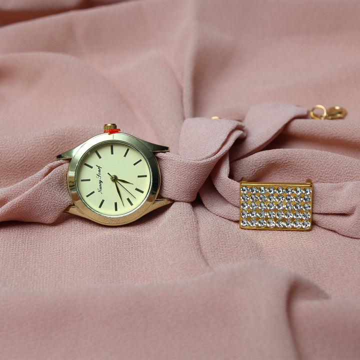 Hijab, Watch & Bracelet Matching Set - Coffee