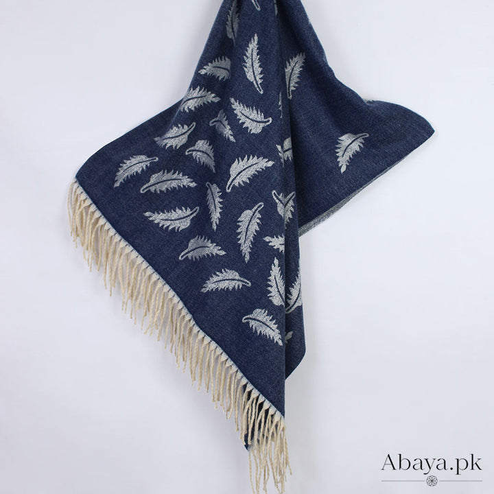 Leaf Cashmere Hijab - Blue