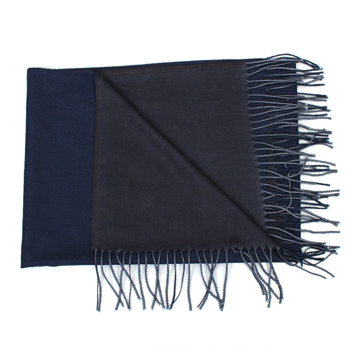 Dual Cashmere Hijab - Navy Blue - Black