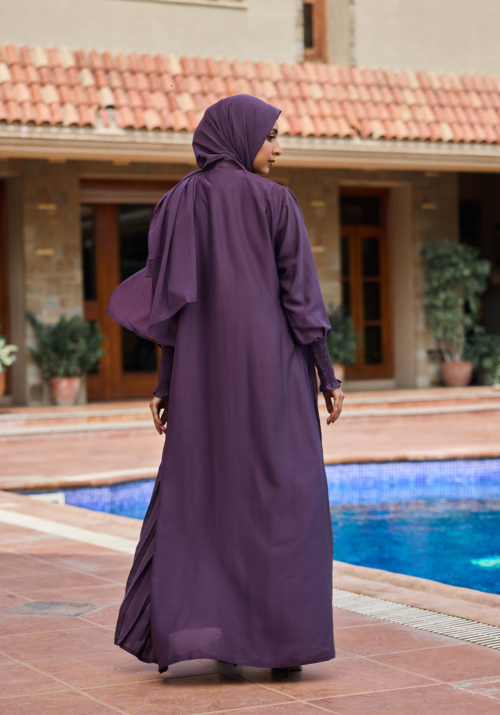 Purple Pleated Abaya | Velora