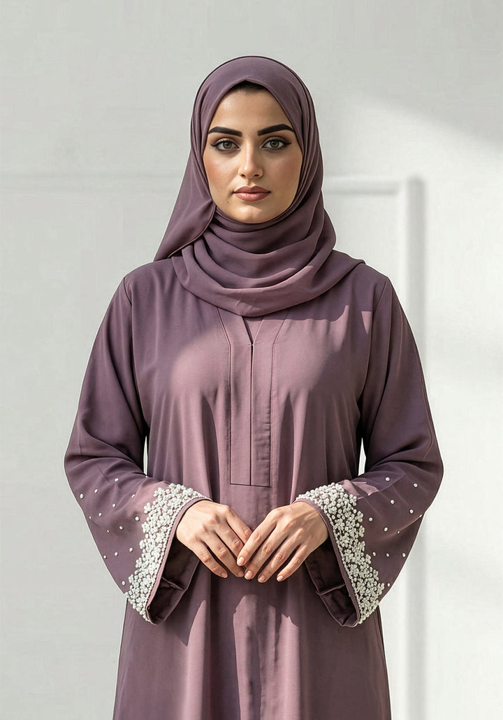 Mauve Handwork Abaya