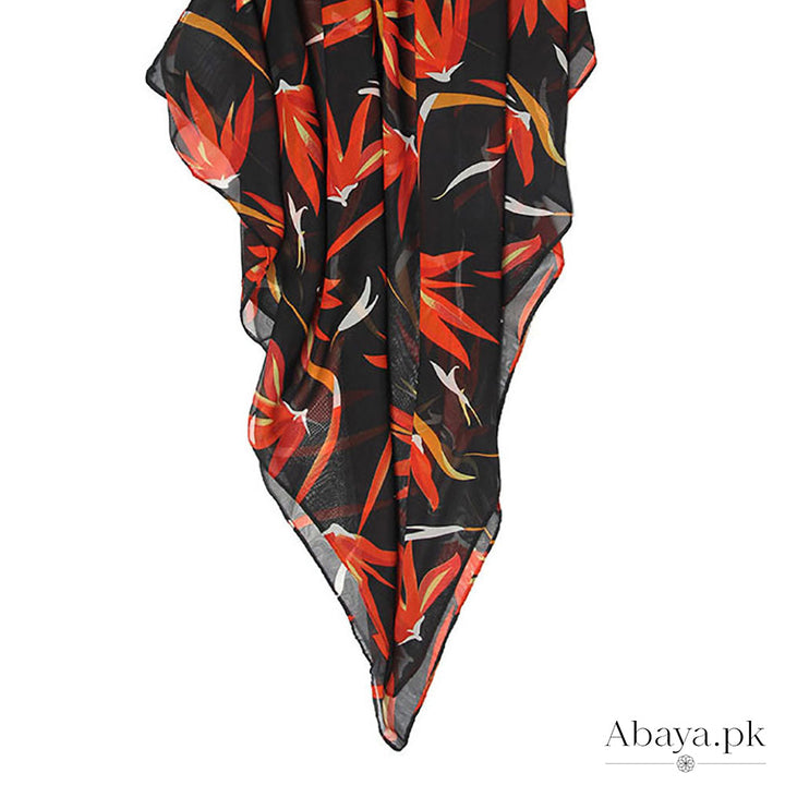 Georgette Black Floral Hijab