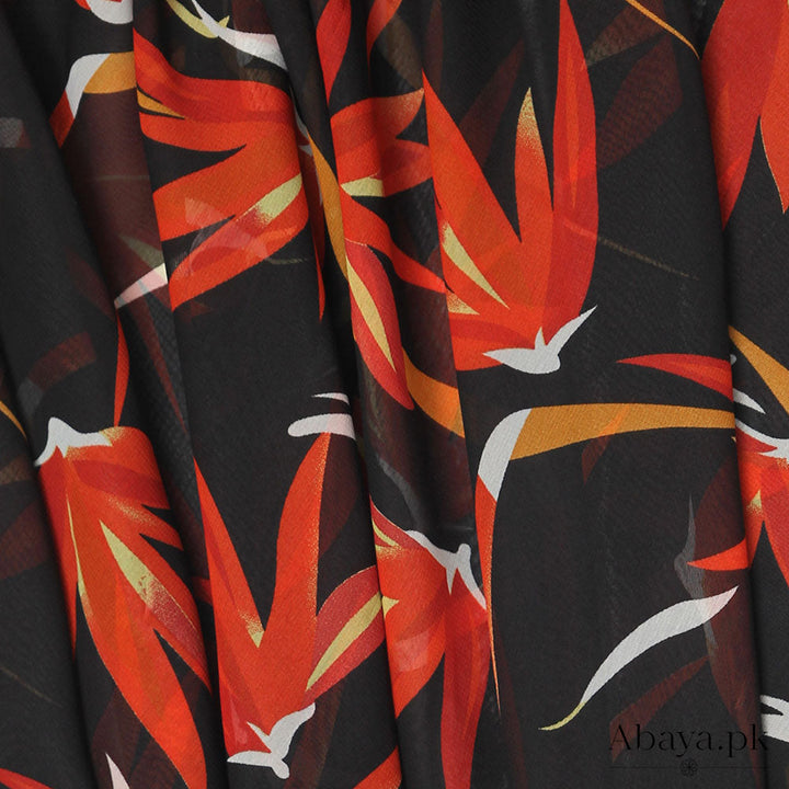 Georgette Black Floral Hijab