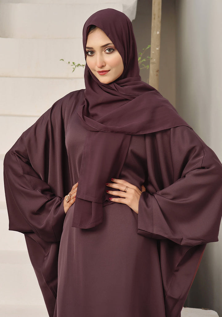 Burgundy Butterfly Gown Abaya