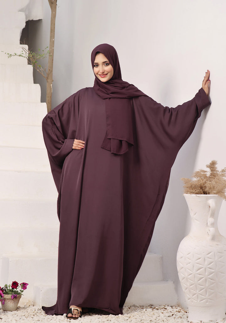 Burgundy Butterfly Gown Abaya