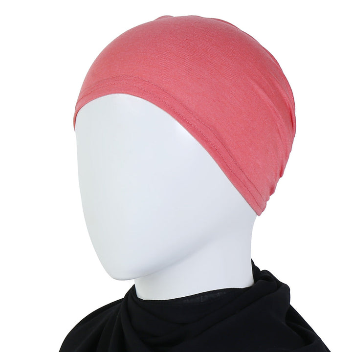 Coral Pink Lastic Hijab Cap