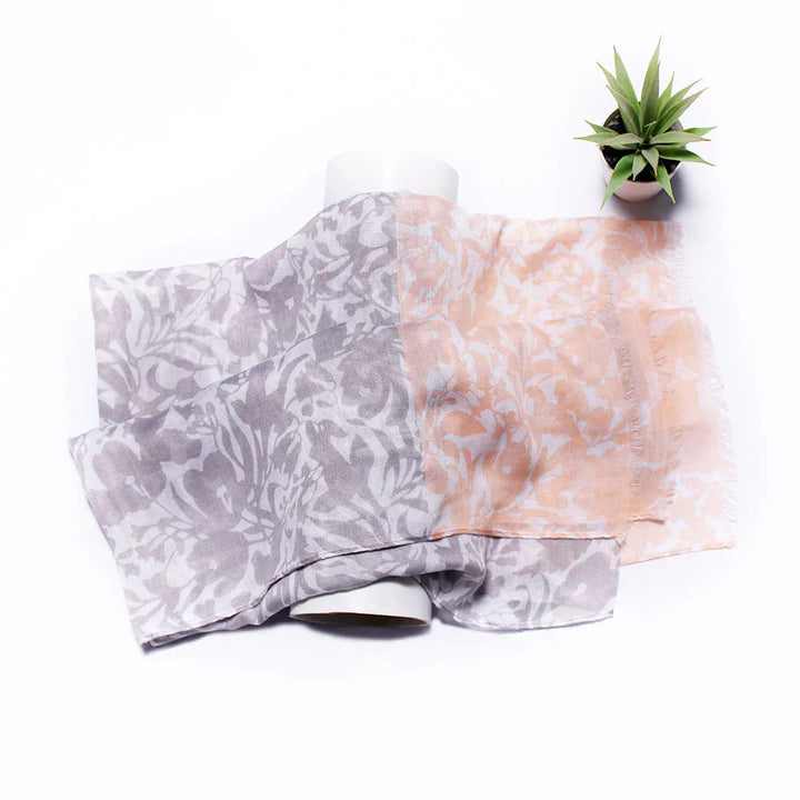 Ainaz Polyester Hijab - Peach and Grey