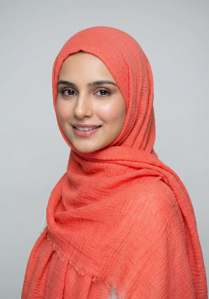 Hannah Crimps Hijab- Carrot Red