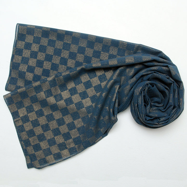 Chiffon Check Foil-Teal