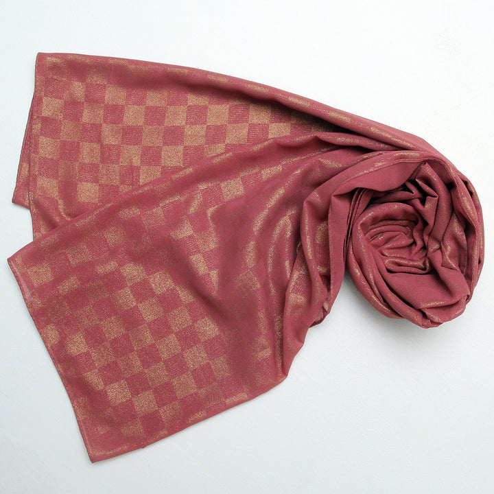 Chiffon Check Foil-Pink