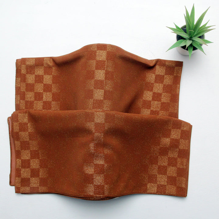 Chiffon Check Foil-Rust