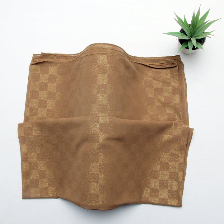 Chiffon Check Foil-Camel