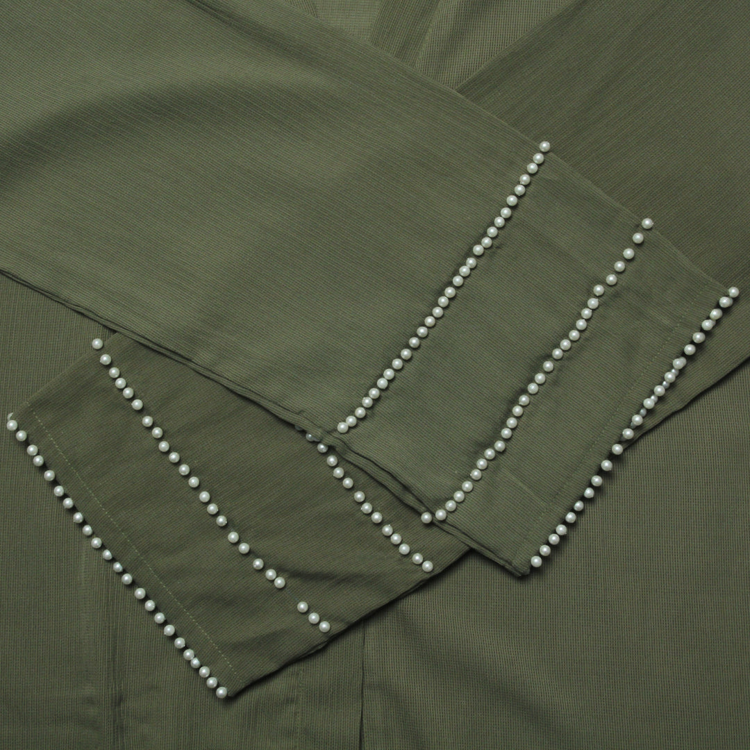 Olive Pearl Sleeve Abaya - Signature