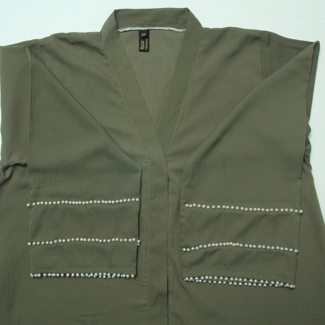 Olive Pearl Sleeve Abaya - Signature