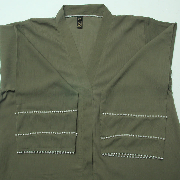 Olive Pearl Sleeve Abaya - Signature