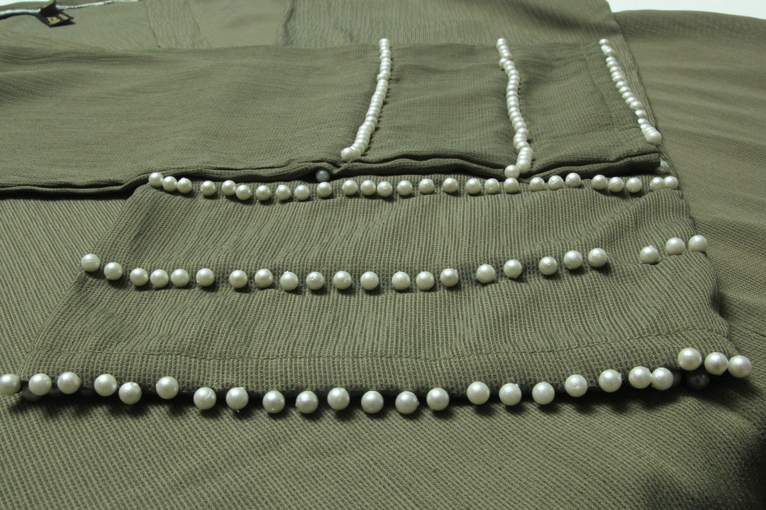 Olive Pearl Sleeve Abaya - Signature