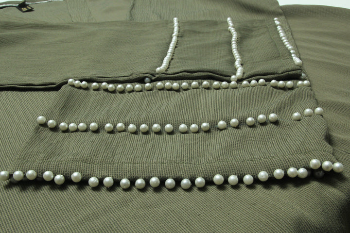 Olive Pearl Sleeve Abaya - Signature