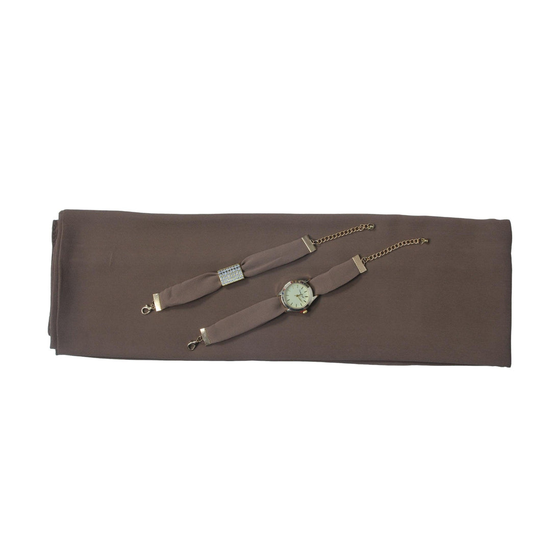Chiffon Watch Braclet Hijab-Coffee