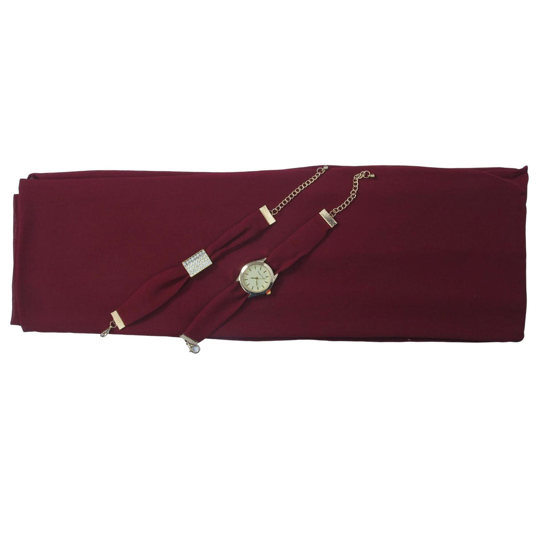 Chiffon Watch Braclet Hijab-Maroon