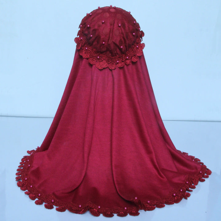 Kids Makhna Lace Hijab - Maroon