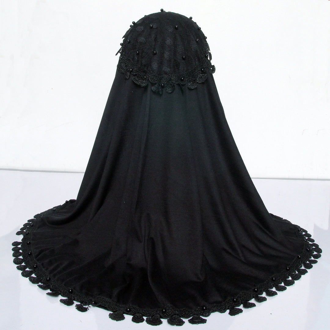Kids Makhna Lace Hijab - Black