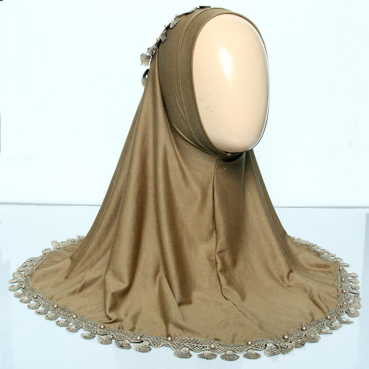 Kids Makhna Lace Hijab - Fawn