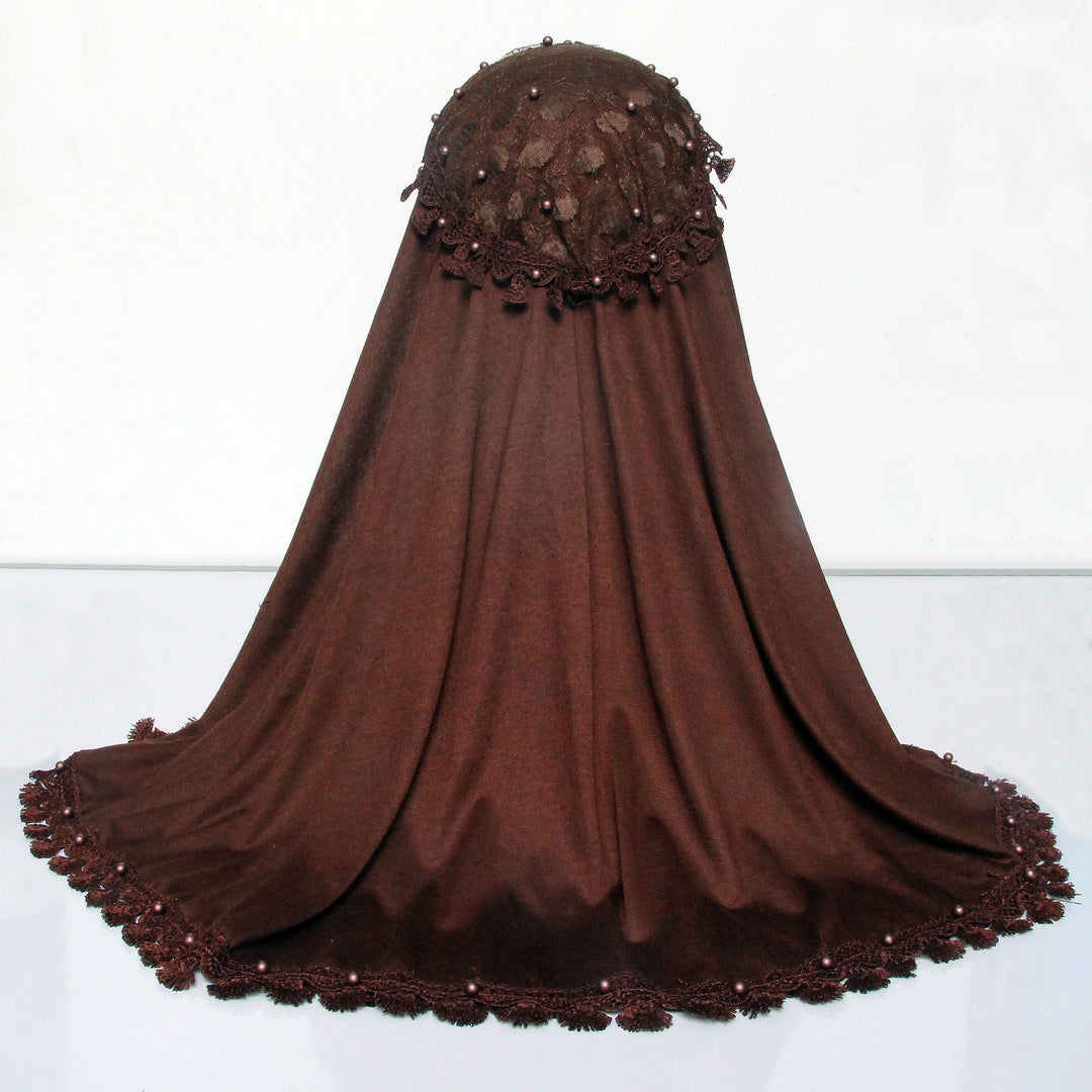 Kids Makhna Lace Hijab - Brown