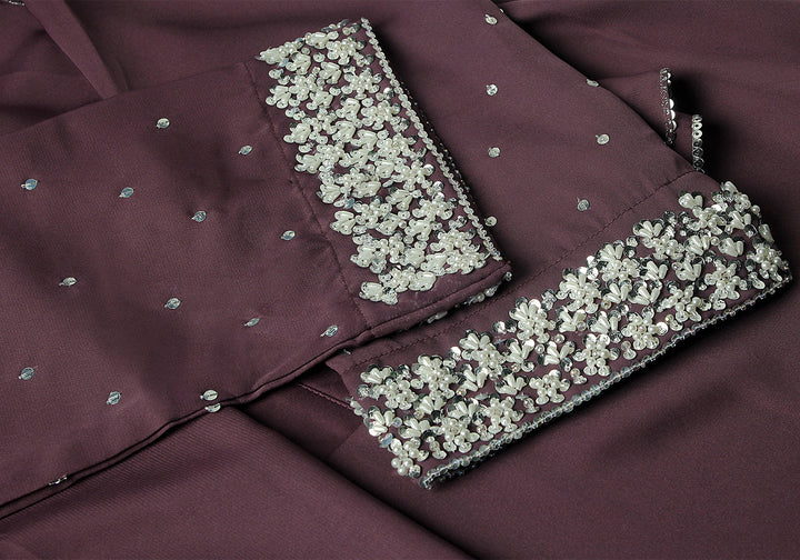 Mauve Handwork Kids Abaya