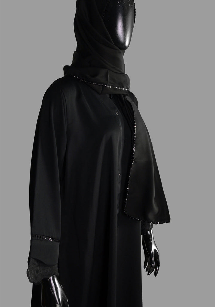 Black Net Sleeve Style Abaya