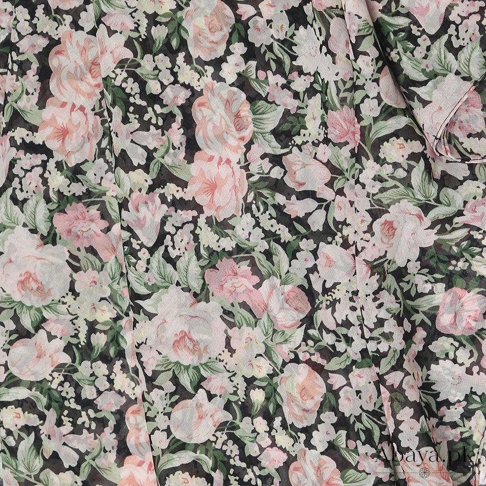 Georgette Black Florist hijab