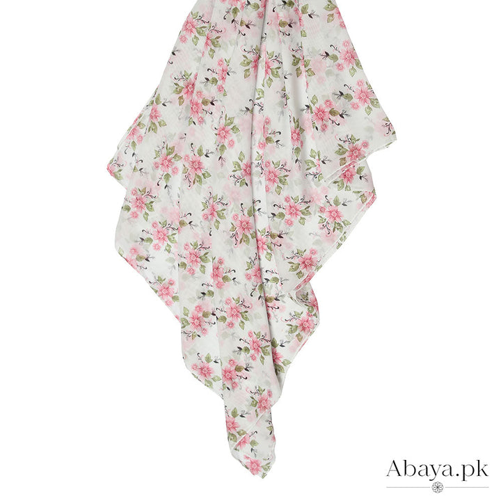 Georgette Off White Botanic Hijab