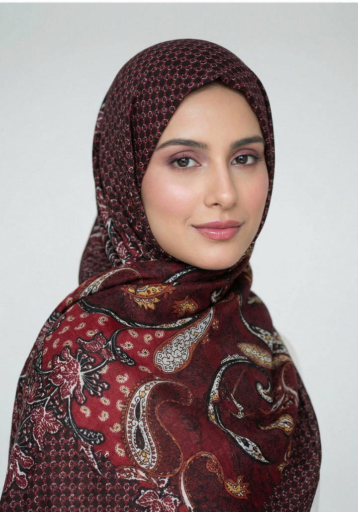 Manoush Lawn Hijab - burgundy