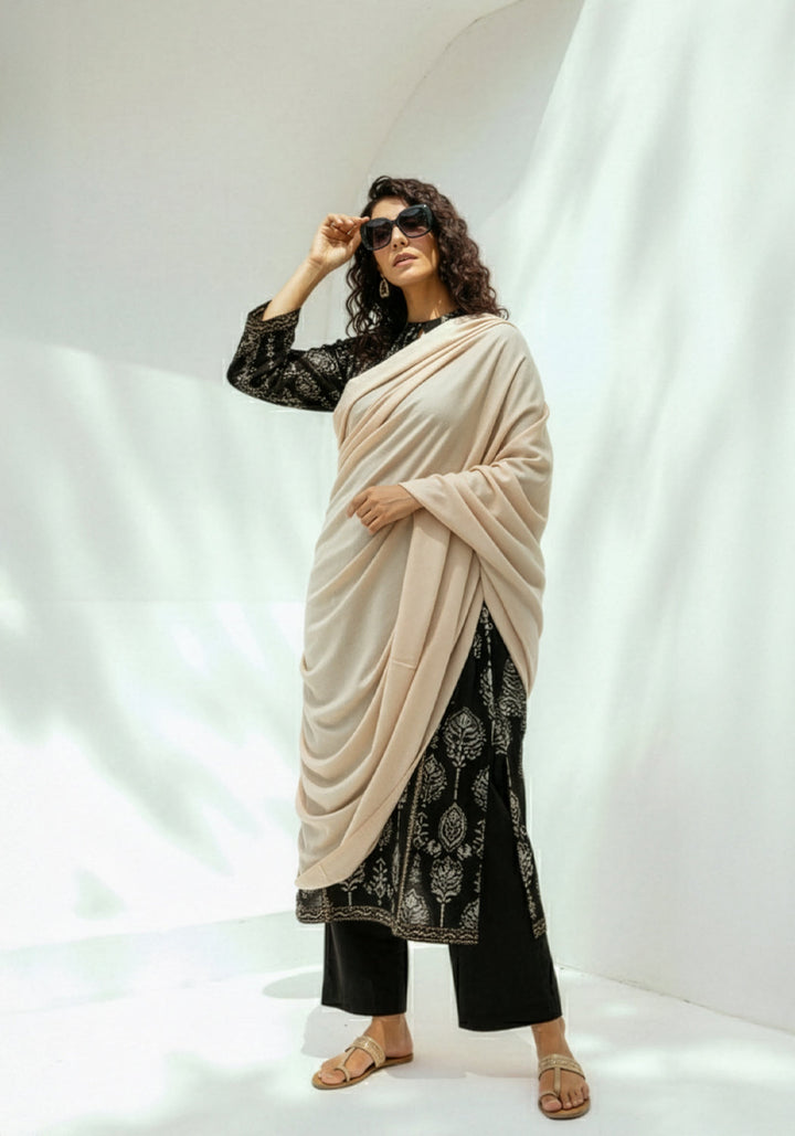 Woolen Cashmere Shawl-Off White