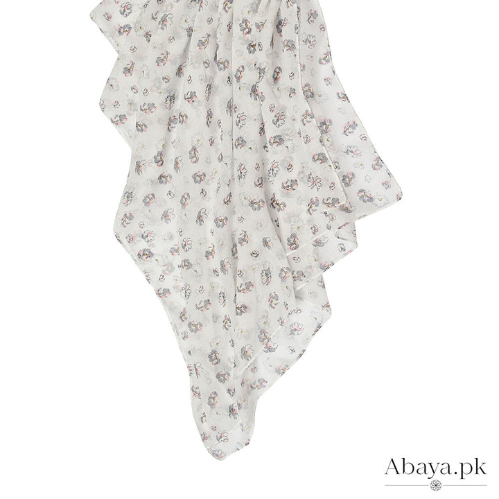 Georgette white Daisy Hijab