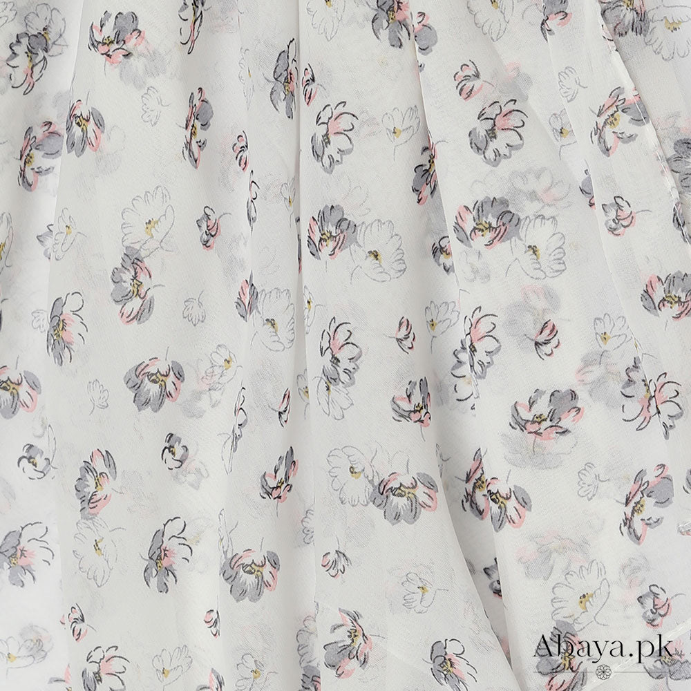 Georgette white Daisy Hijab
