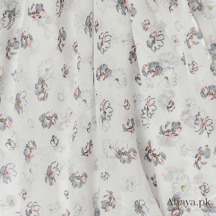 Georgette white Daisy Hijab