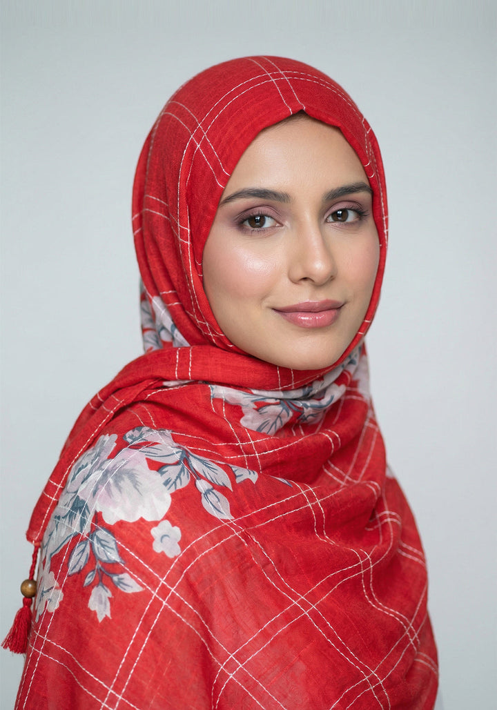 Esha Lawn Hijab - Red