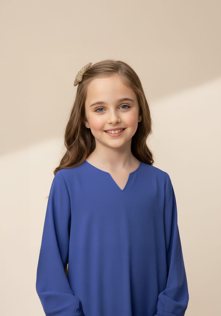 Kids Front Closed Blue Abaya