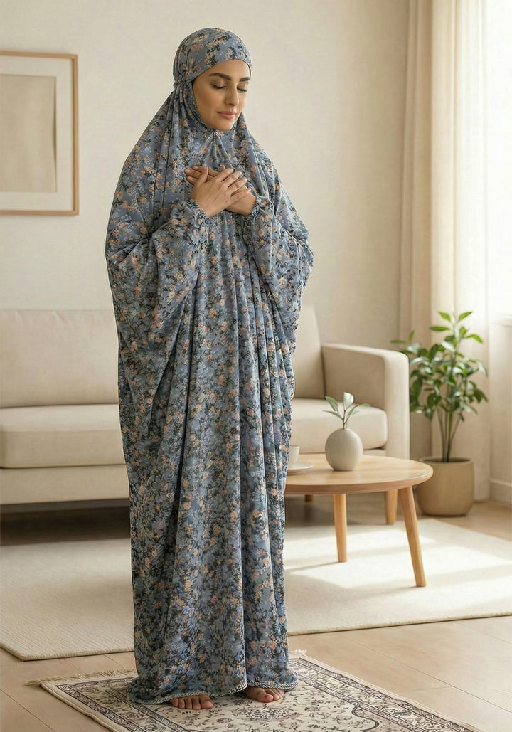 Printed Namaz Chadar - Dark Grey