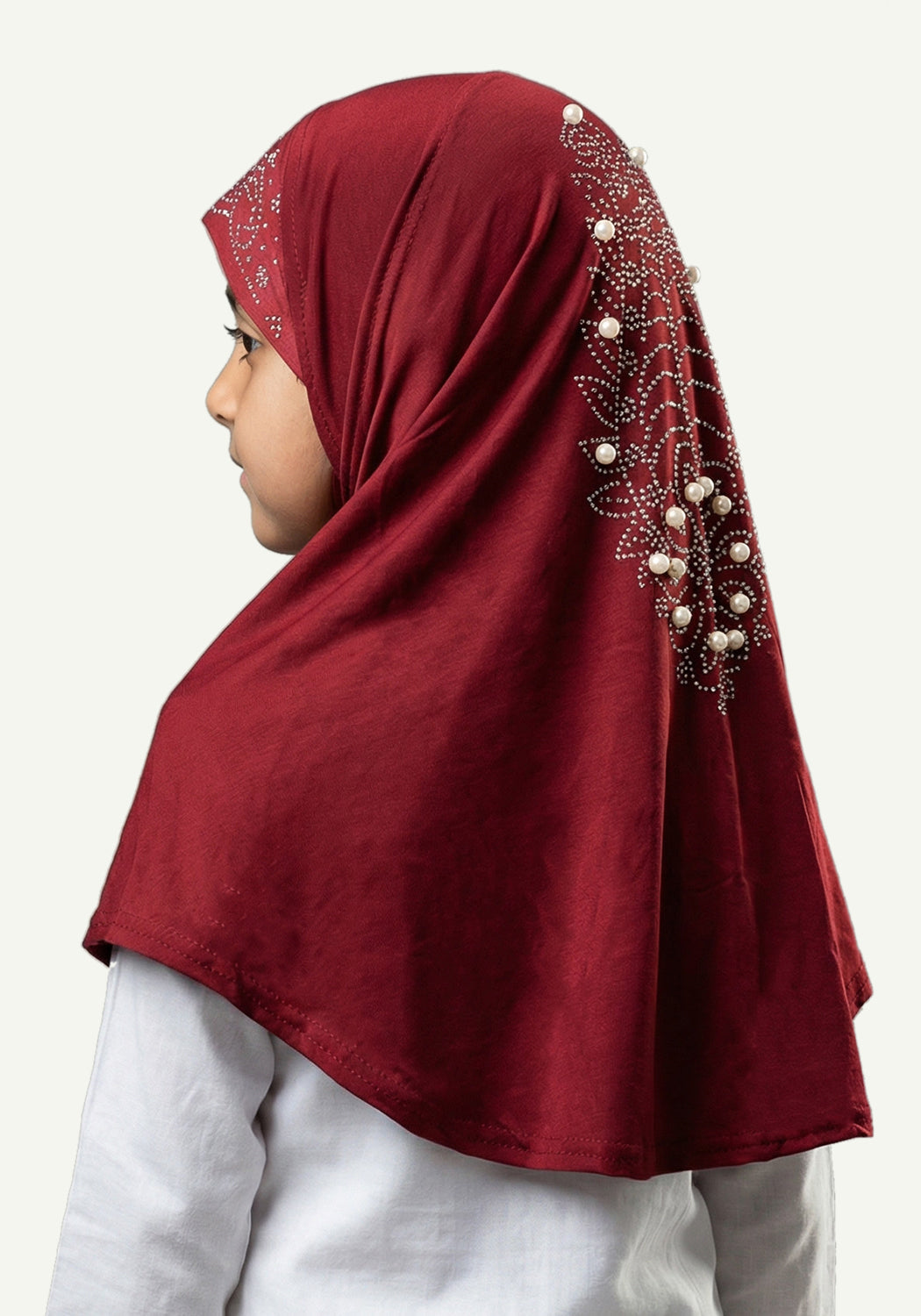 Kids Makhna Pearls - Maroon
