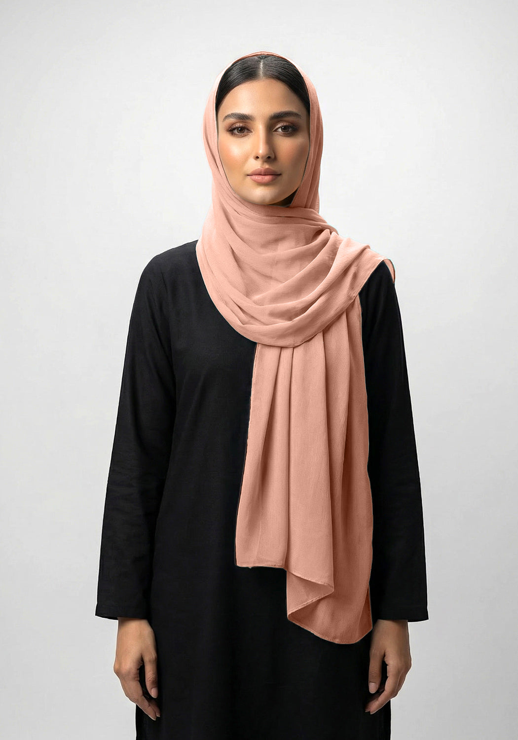 Plain Classic Georgette Hijab -Peach