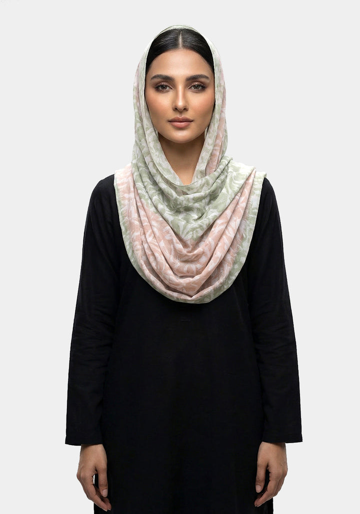 Ainaz Polyester Hijab - Green and Cream