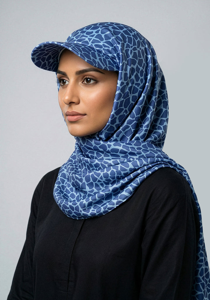Turkish Hat Hijab - Cheeta Print - Blue