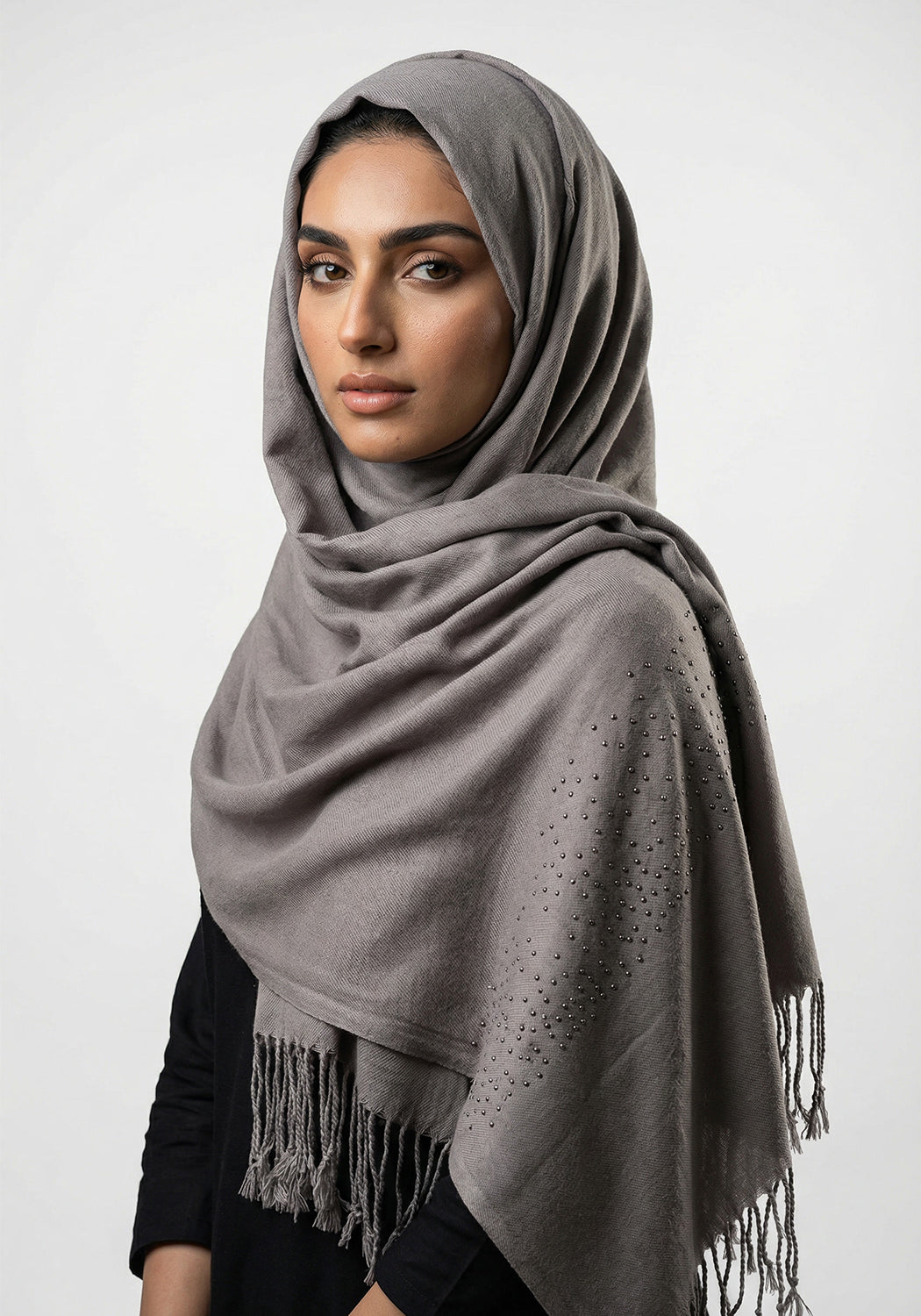 Sehar Wool Hijab - Dark Grey