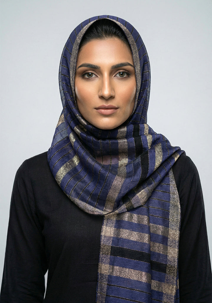 Organza Border Navy Blue