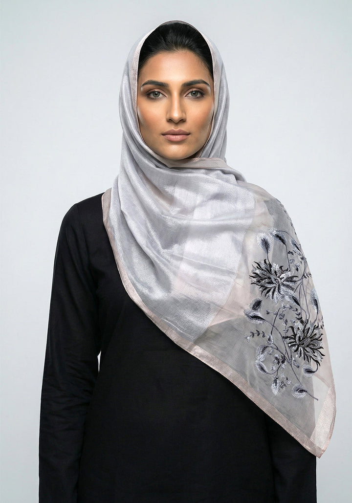 Organza Embroidery Ash Grey
