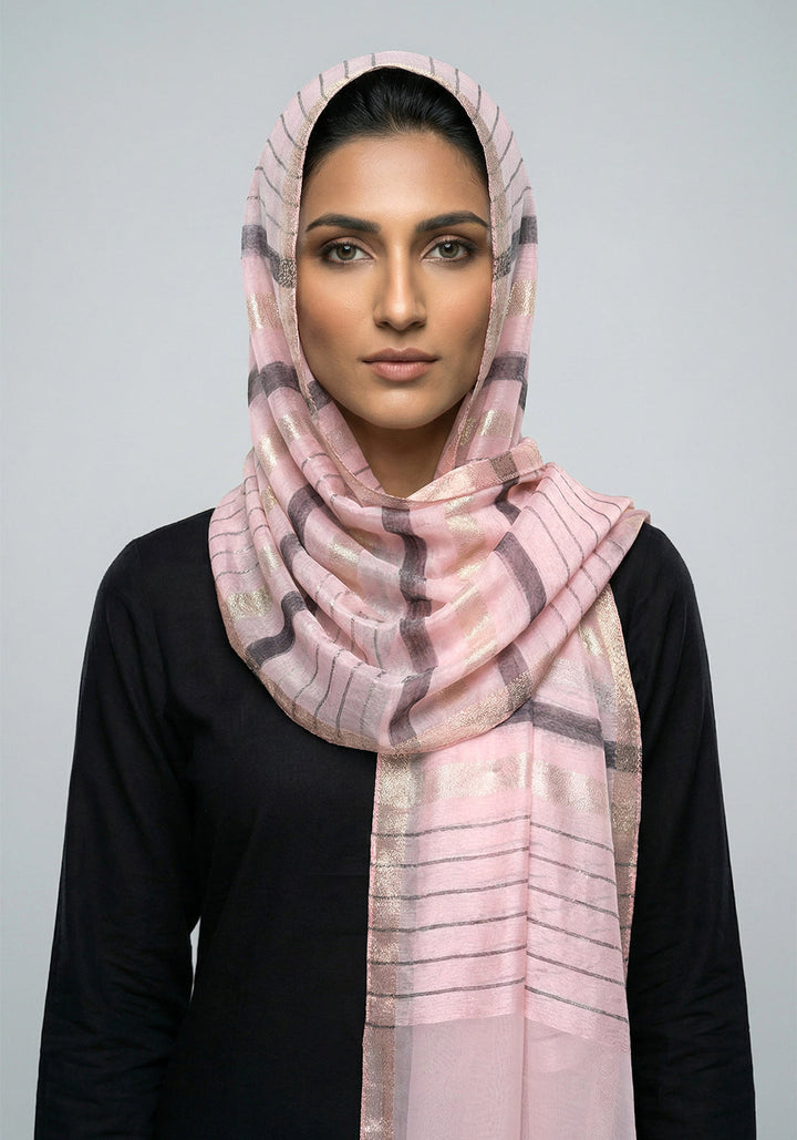 Organza Border Pink