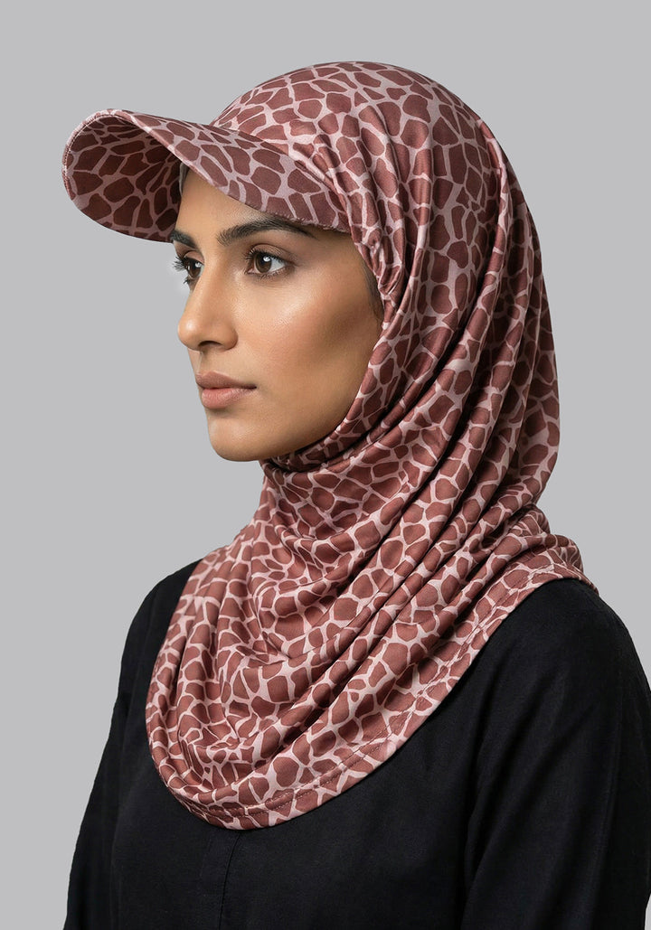 Turkish Hat Hijab - Cheeta Print - Brown